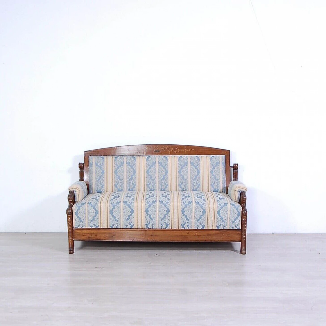 Art Nouveau inlaid walnut sofa bed, early 20th century 1