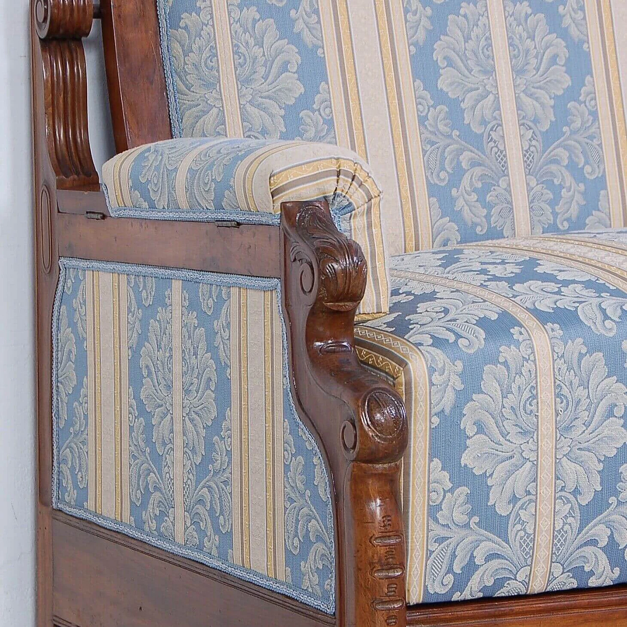 Art Nouveau inlaid walnut sofa bed, early 20th century 4