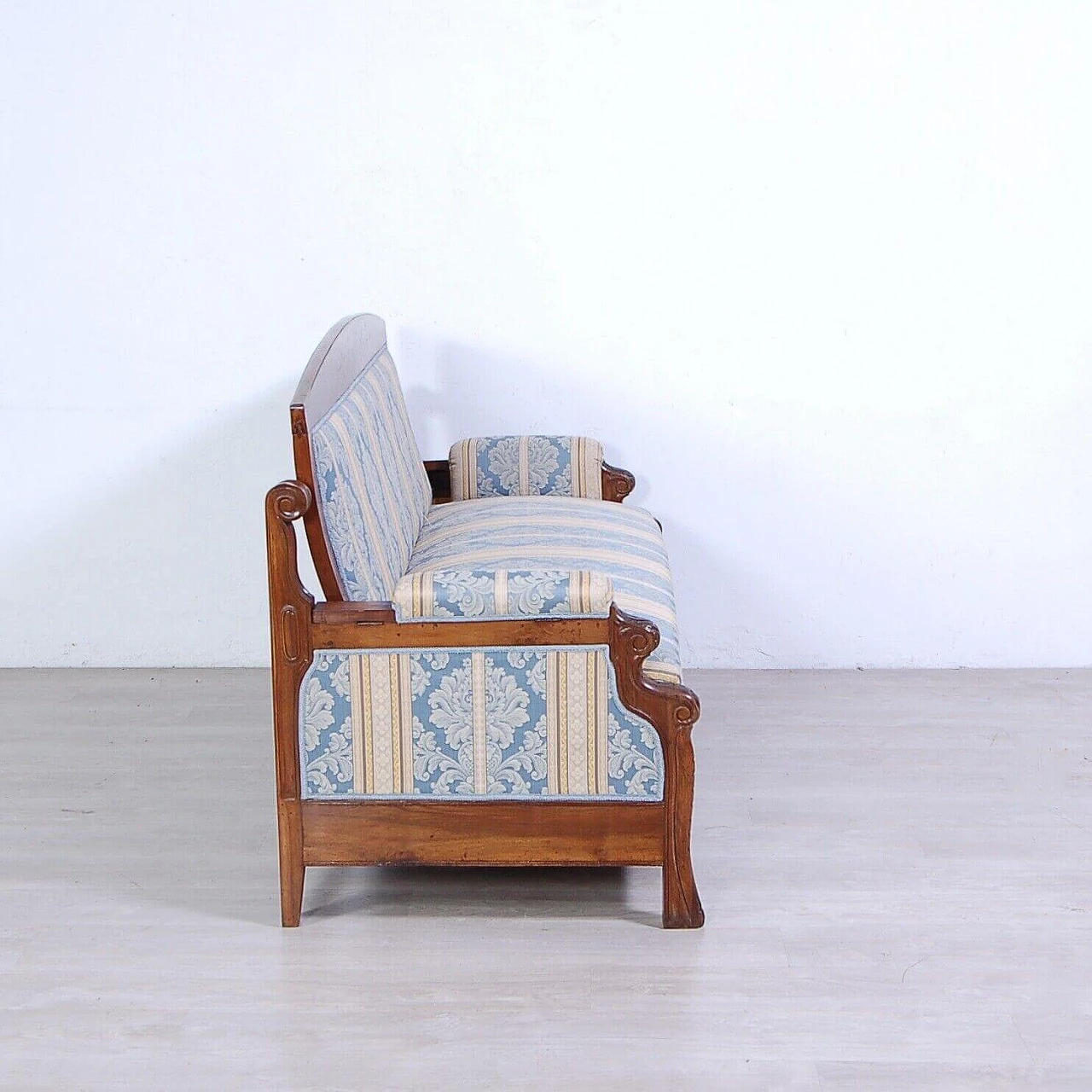 Art Nouveau inlaid walnut sofa bed, early 20th century 7