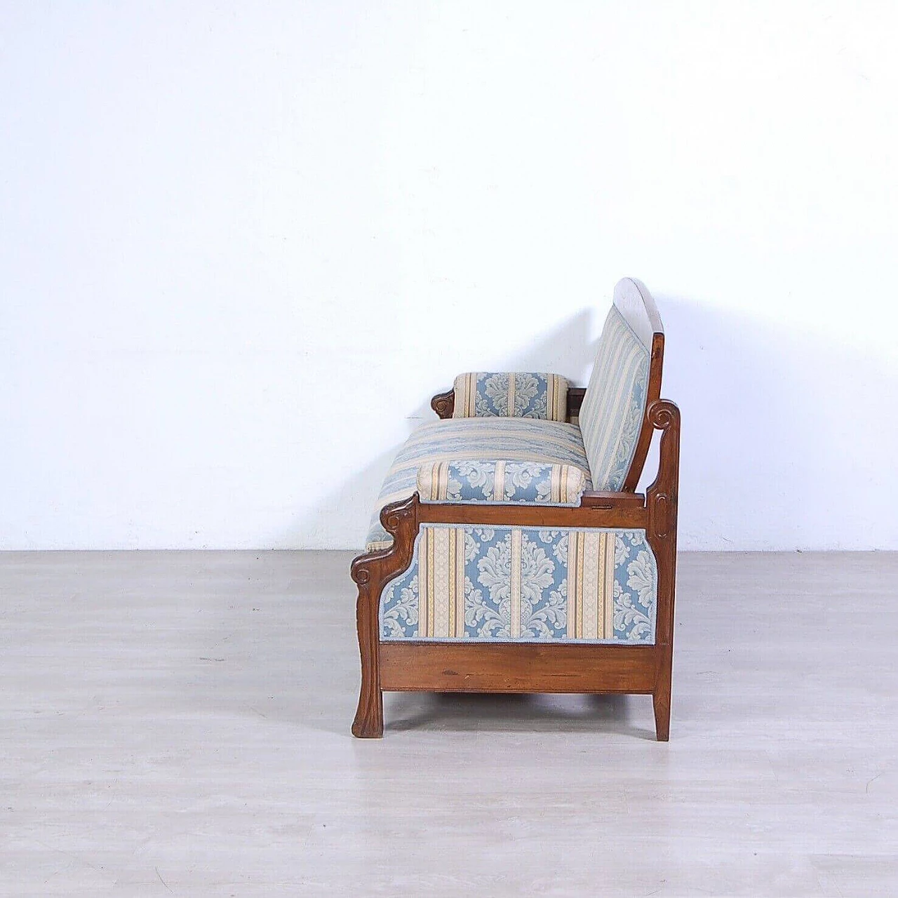 Art Nouveau inlaid walnut sofa bed, early 20th century 9