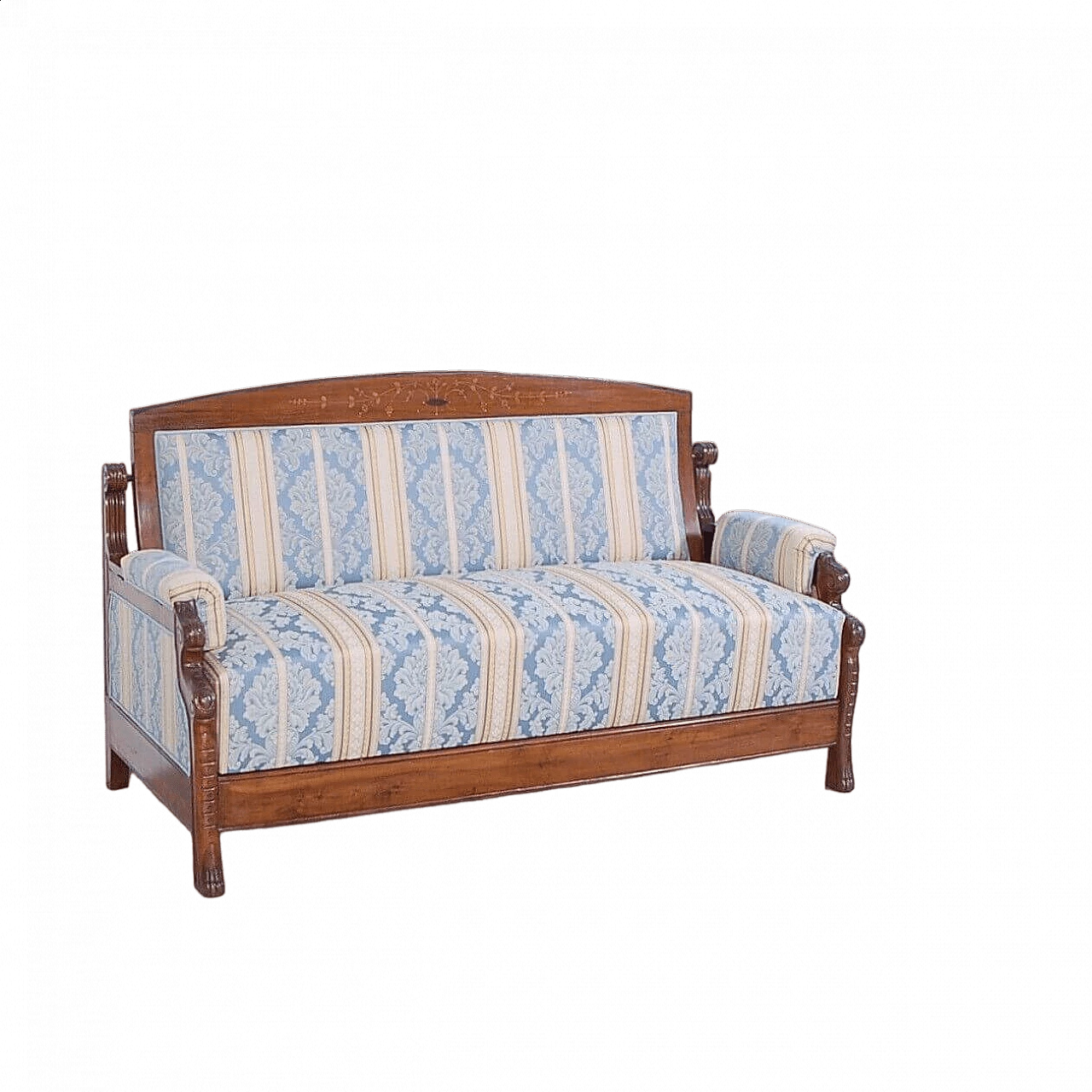 Art Nouveau inlaid walnut sofa bed, early 20th century 14