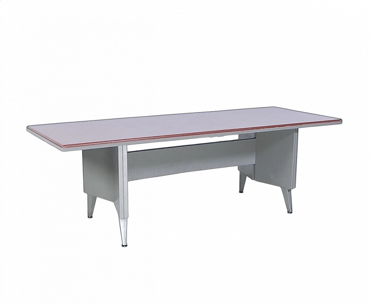 Gray enameled iron and brown skai desk, 1970s 24