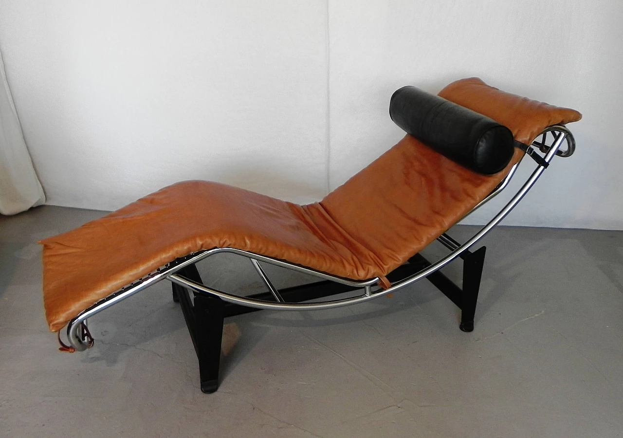 Steel and leather chaise longue in Bauhaus style, 1980s 1