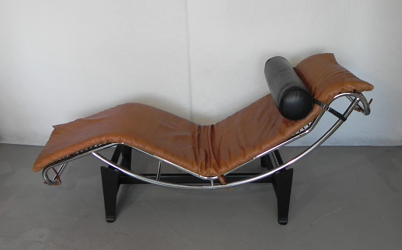 Steel and leather chaise longue in Bauhaus style, 1980s 2