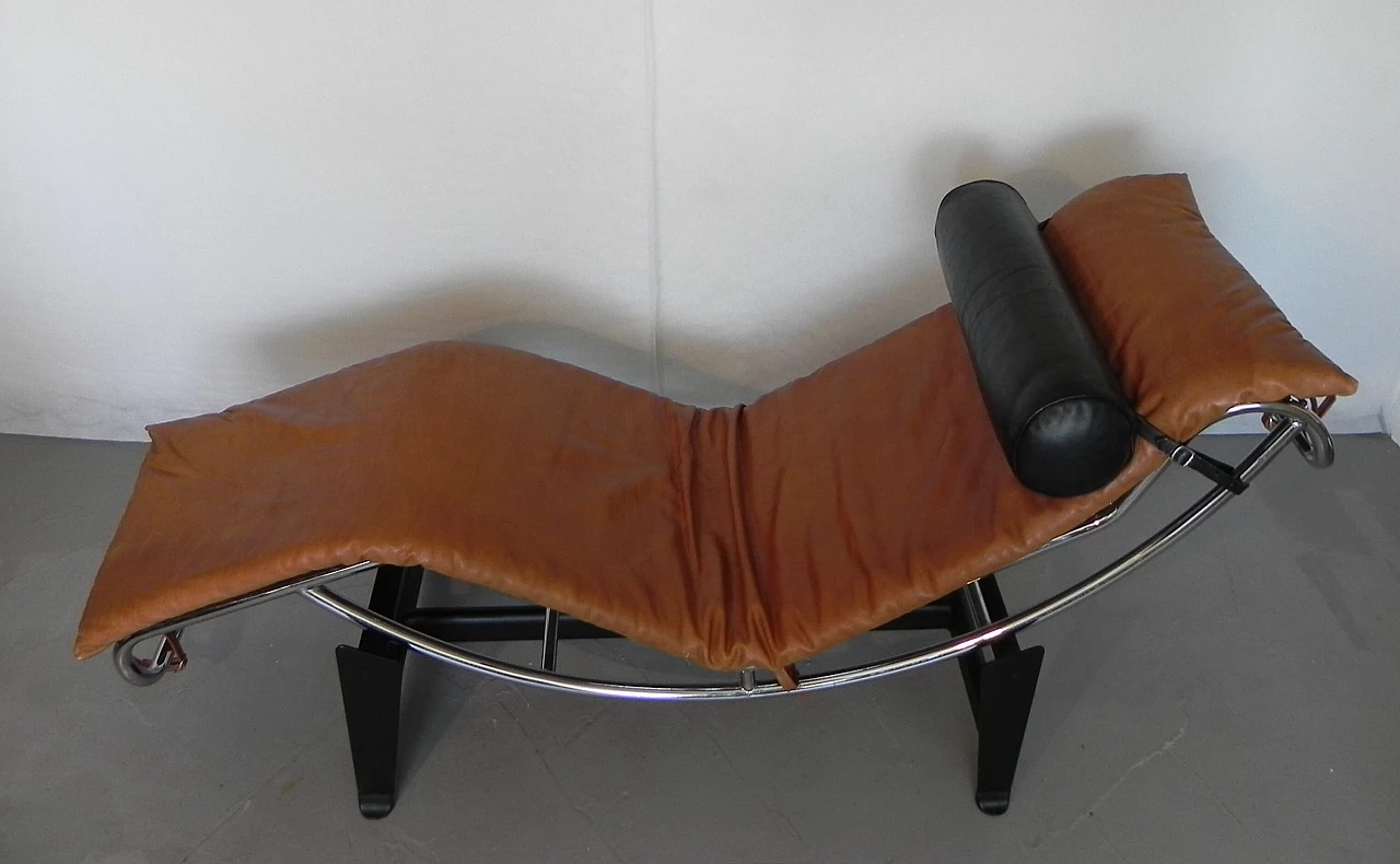 Steel and leather chaise longue in Bauhaus style, 1980s 3