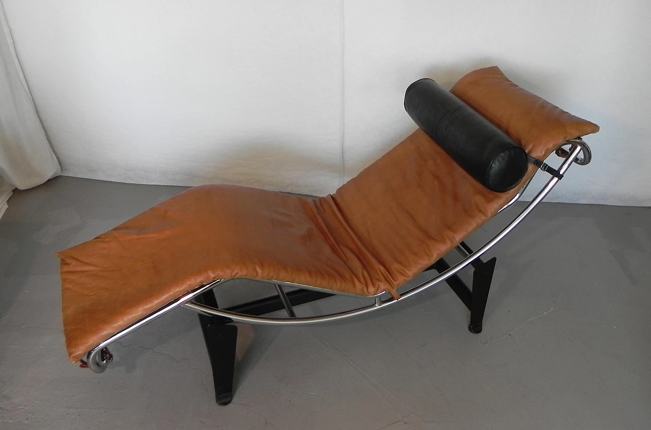 Steel and leather chaise longue in Bauhaus style, 1980s 6