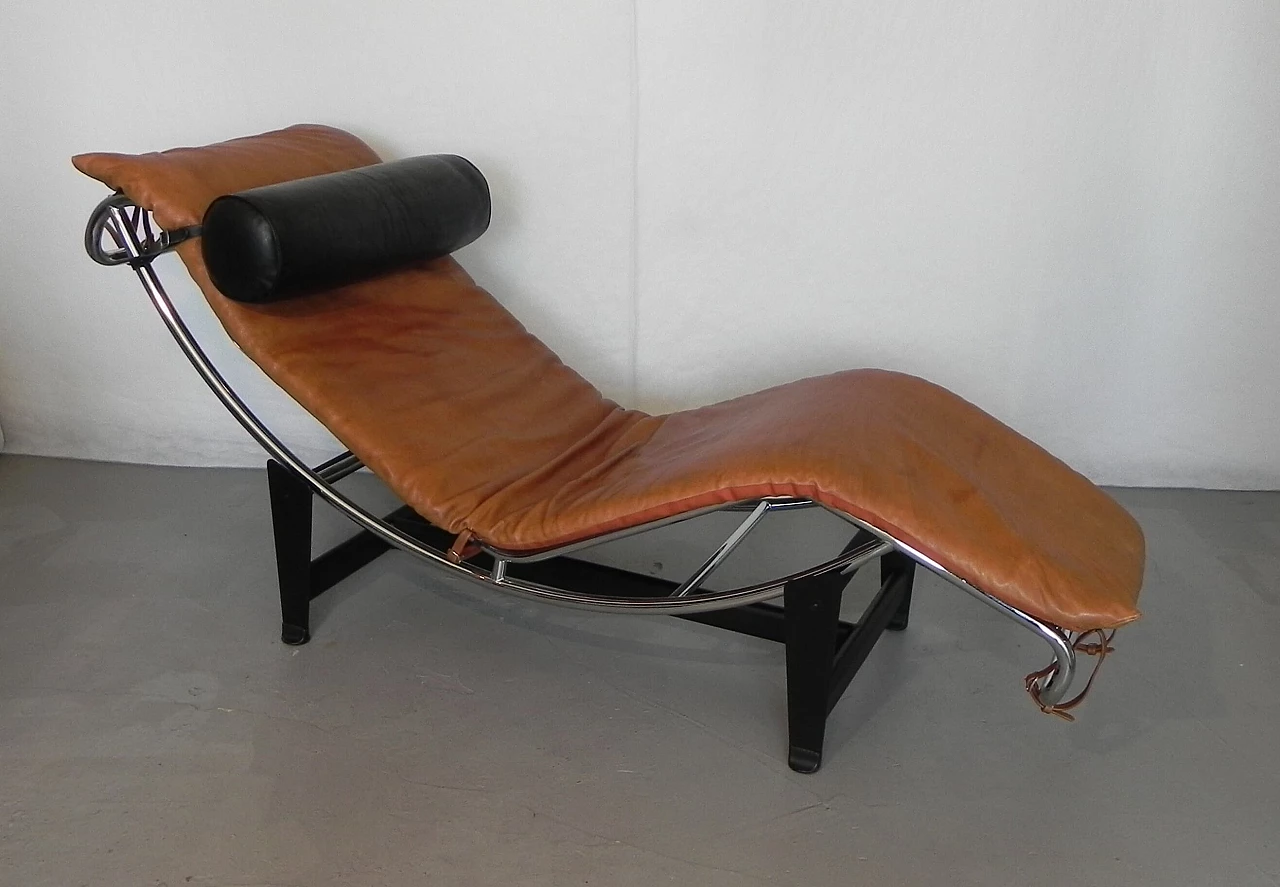 Steel and leather chaise longue in Bauhaus style, 1980s 9