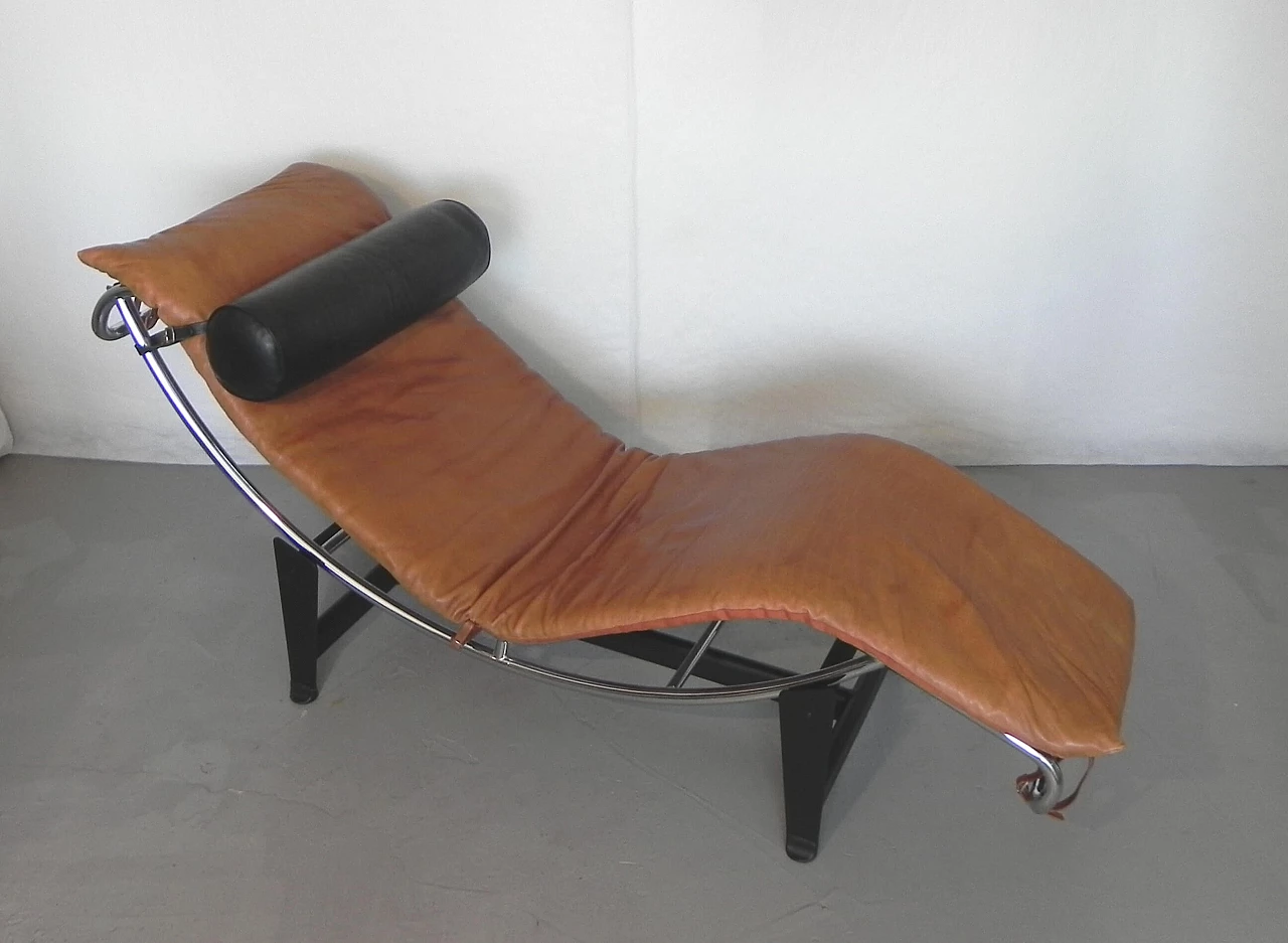 Steel and leather chaise longue in Bauhaus style, 1980s 10