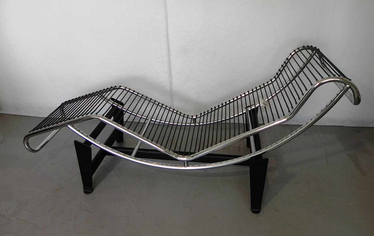 Steel and leather chaise longue in Bauhaus style, 1980s 12