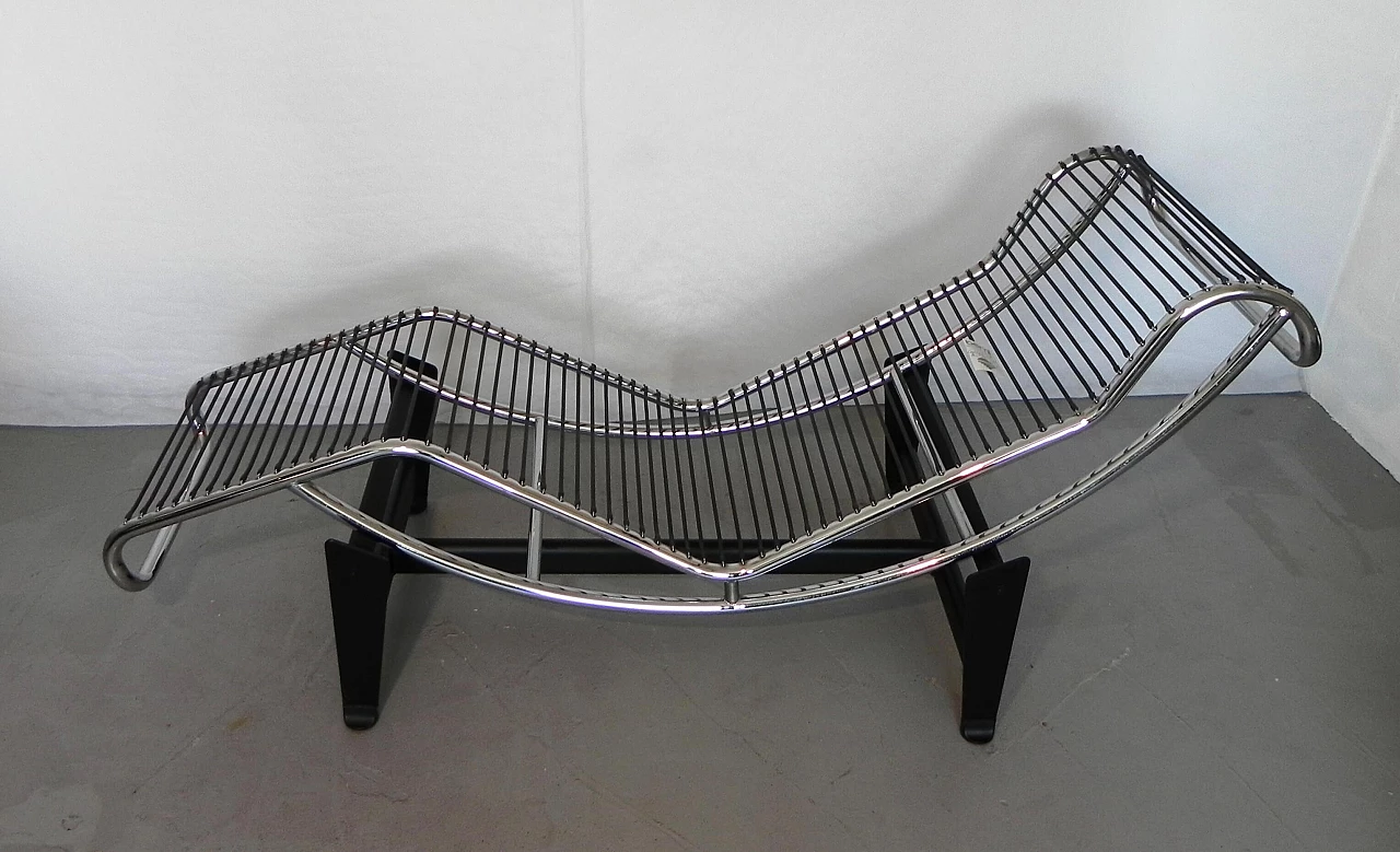 Steel and leather chaise longue in Bauhaus style, 1980s 14