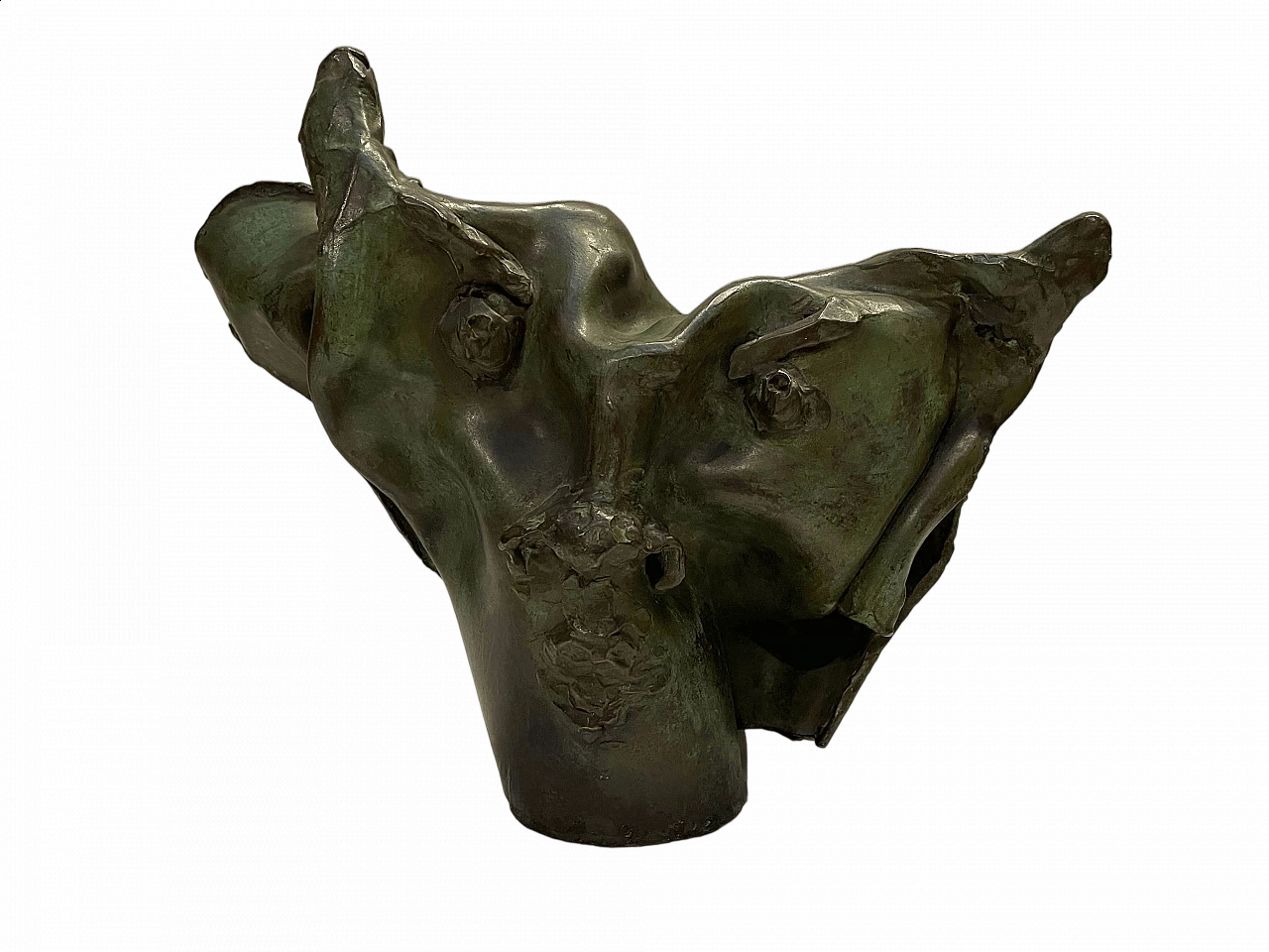 Green patinated bronze abstract bull sculpture 8