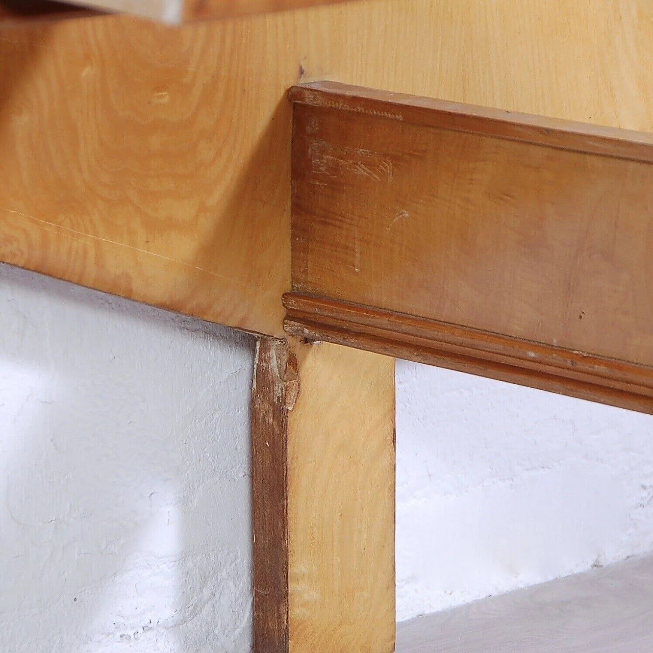 Wood veneered single bed with suspended drawer, 1950s 13