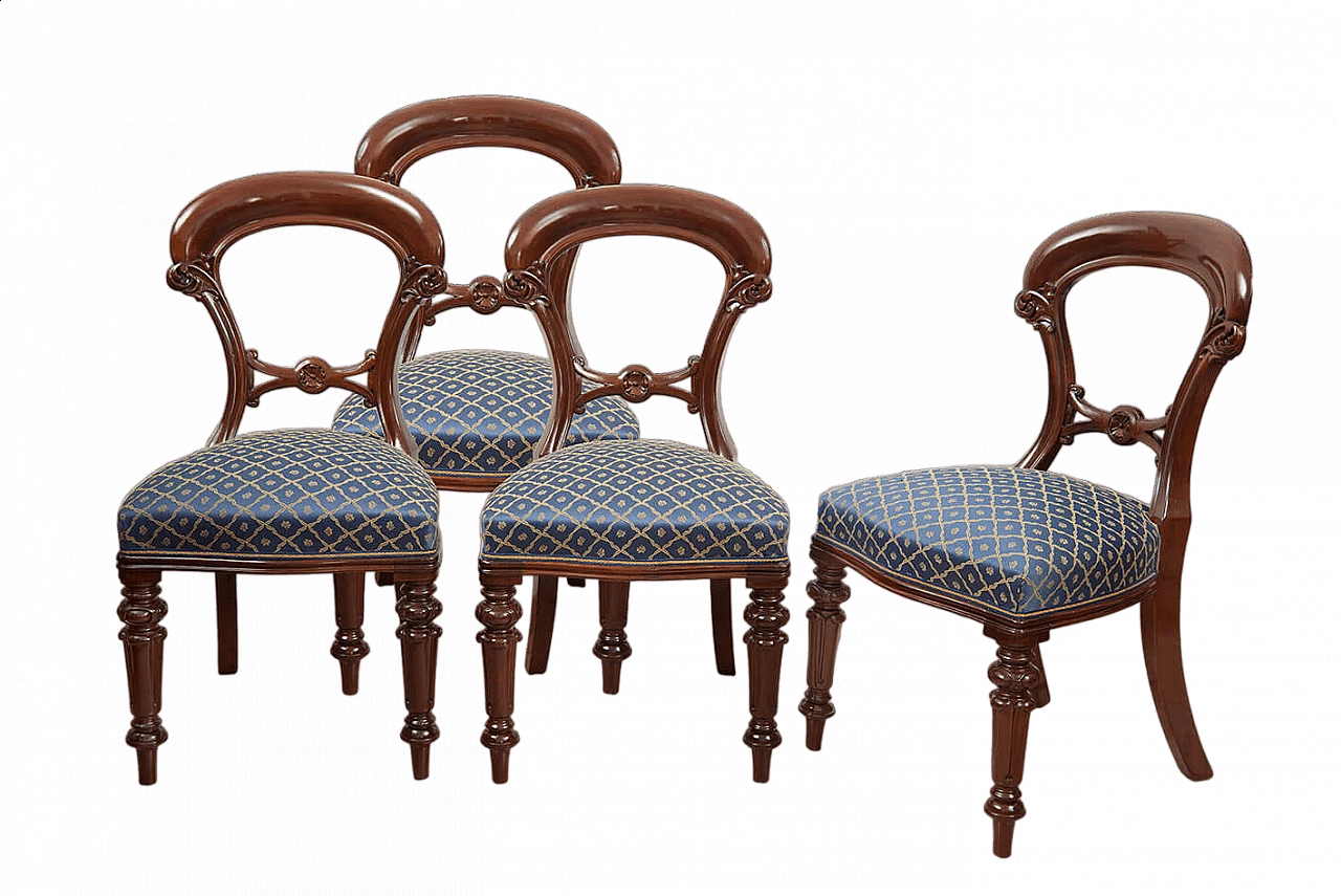 4 Victorian solid mahogany chairs, first half of the 19th century 4