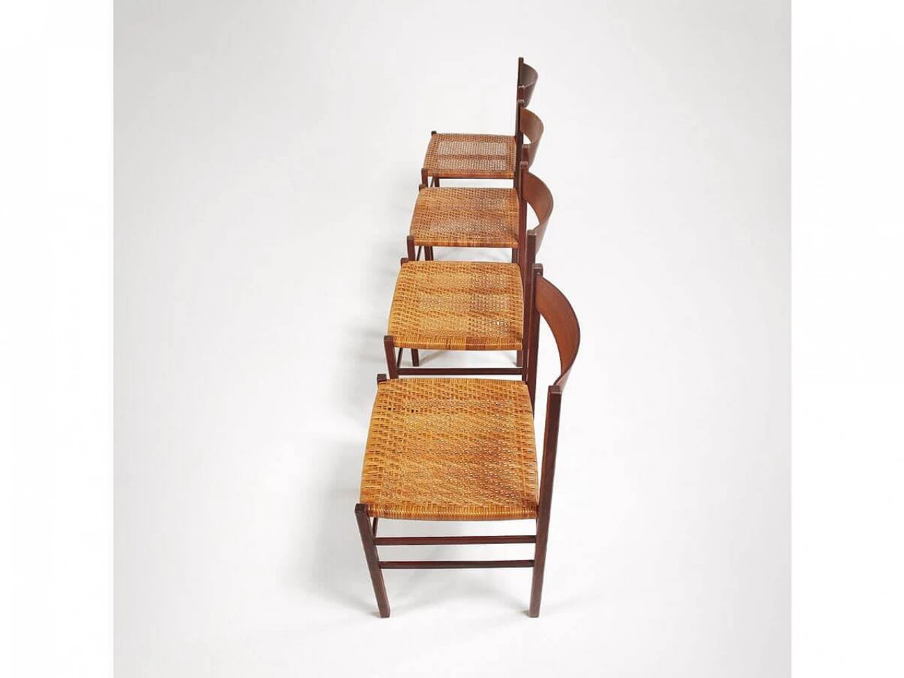 4 Chairs in wood and Vienna straw, 1960s 5