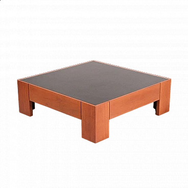 Square wooden coffee table with lacquered top by Arflex, 1980s