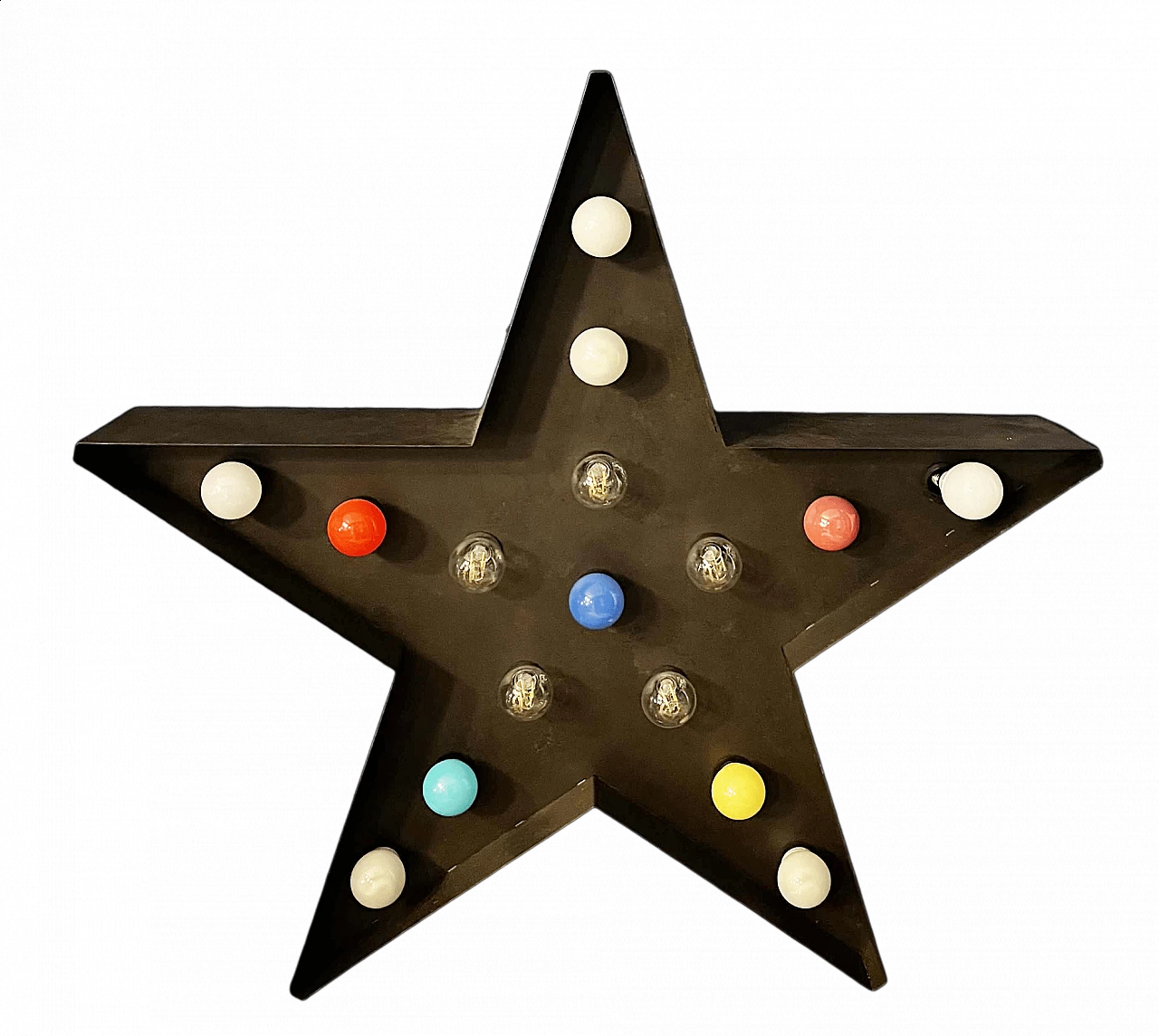 Anthracite gray metal star with lights, 1990s 7