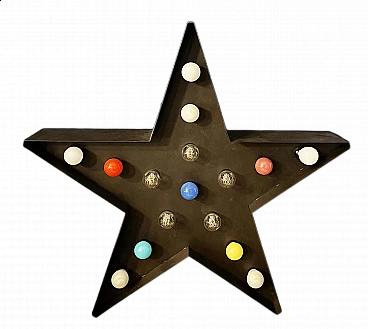 Anthracite gray metal star with lights, 1990s