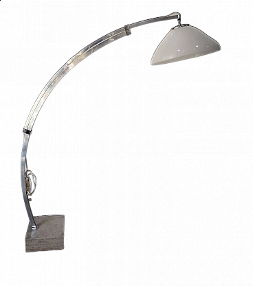 Aluminum and marble extendable arc floor lamp, 1970s