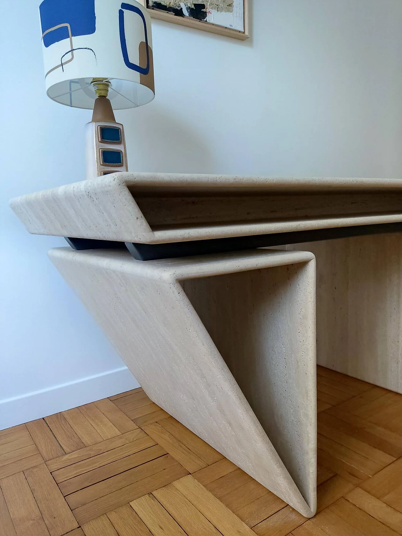 Travertine desk by Claude Berraldacci, 1990s 4