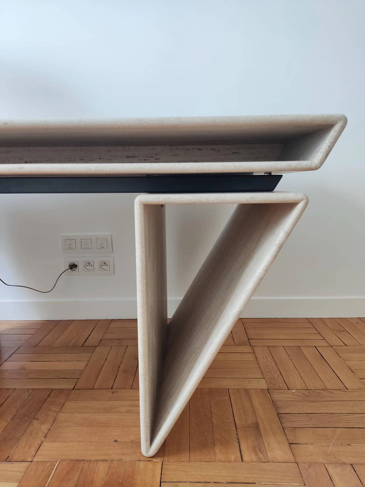 Travertine desk by Claude Berraldacci, 1990s 5