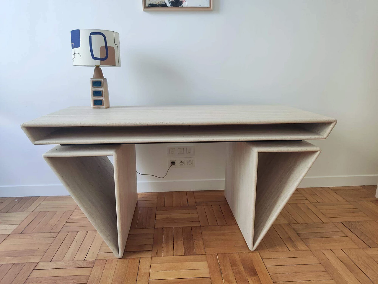 Travertine desk by Claude Berraldacci, 1990s 6