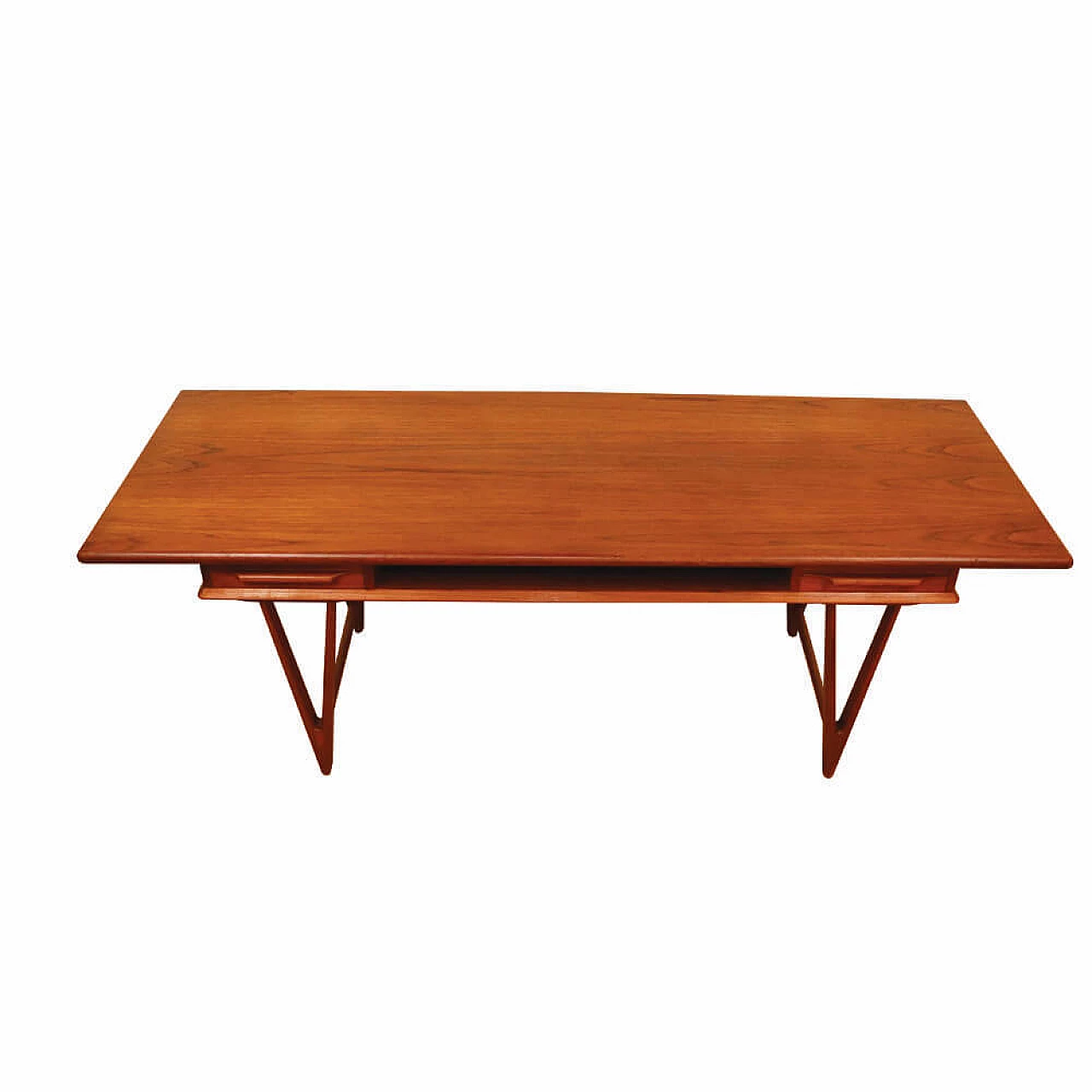 Teak coffee table 32 with V-shaped legs by E.W.Bach for Møbelfabrikken Toften, 1960s 1