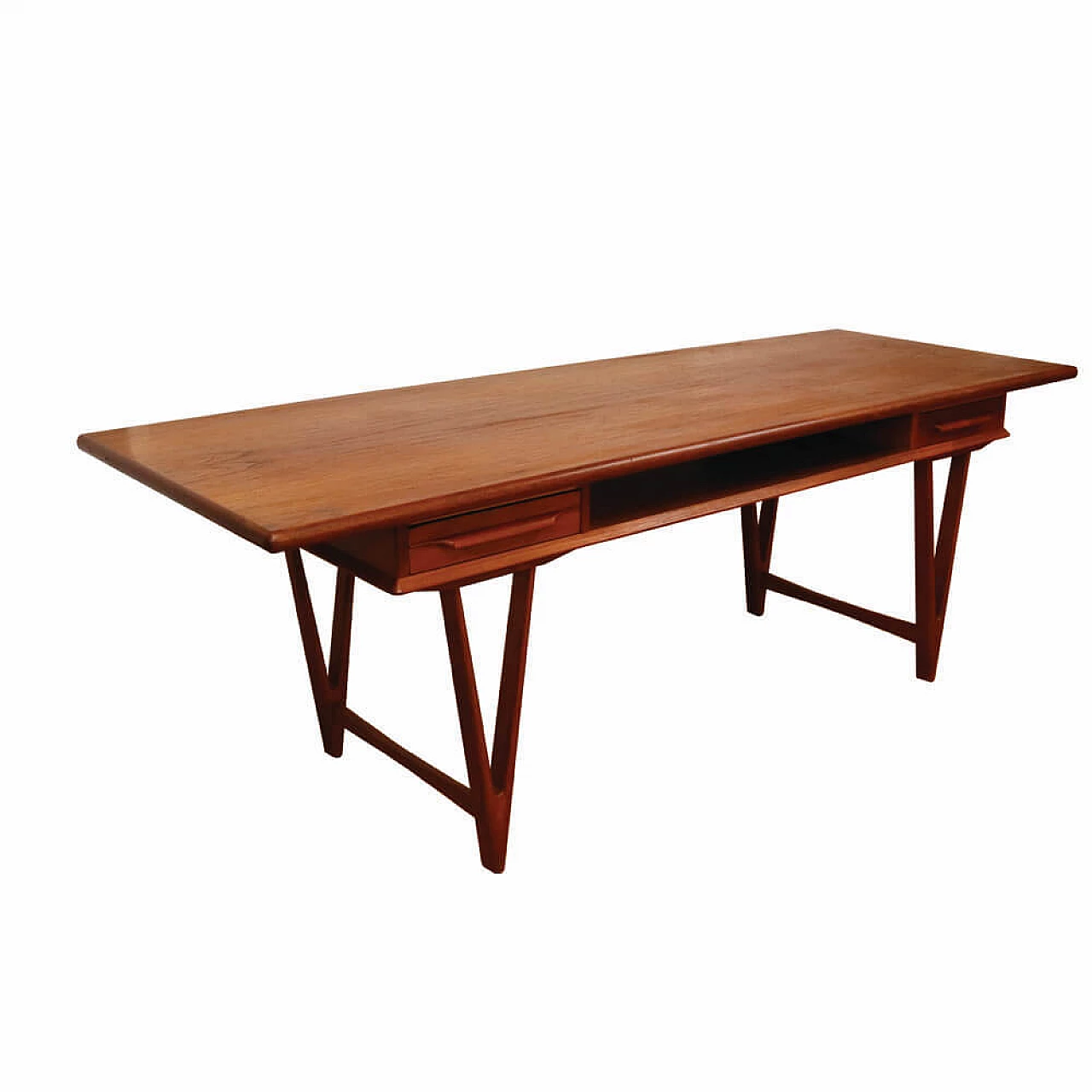 Teak coffee table 32 with V-shaped legs by E.W.Bach for Møbelfabrikken Toften, 1960s 2