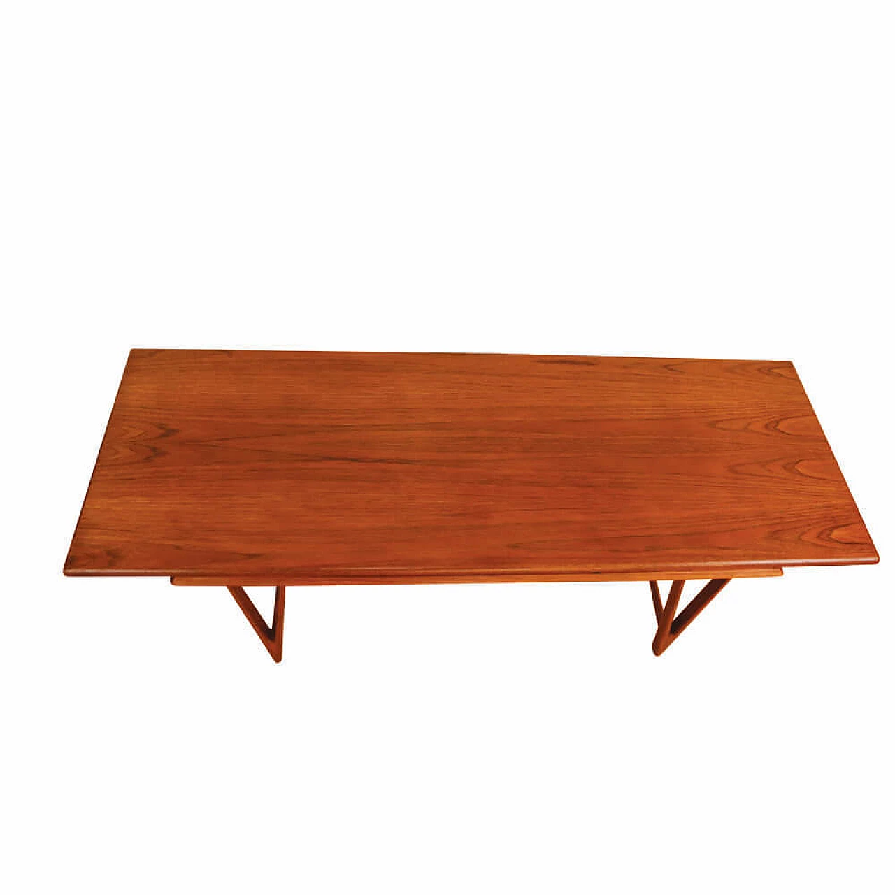 Teak coffee table 32 with V-shaped legs by E.W.Bach for Møbelfabrikken Toften, 1960s 4