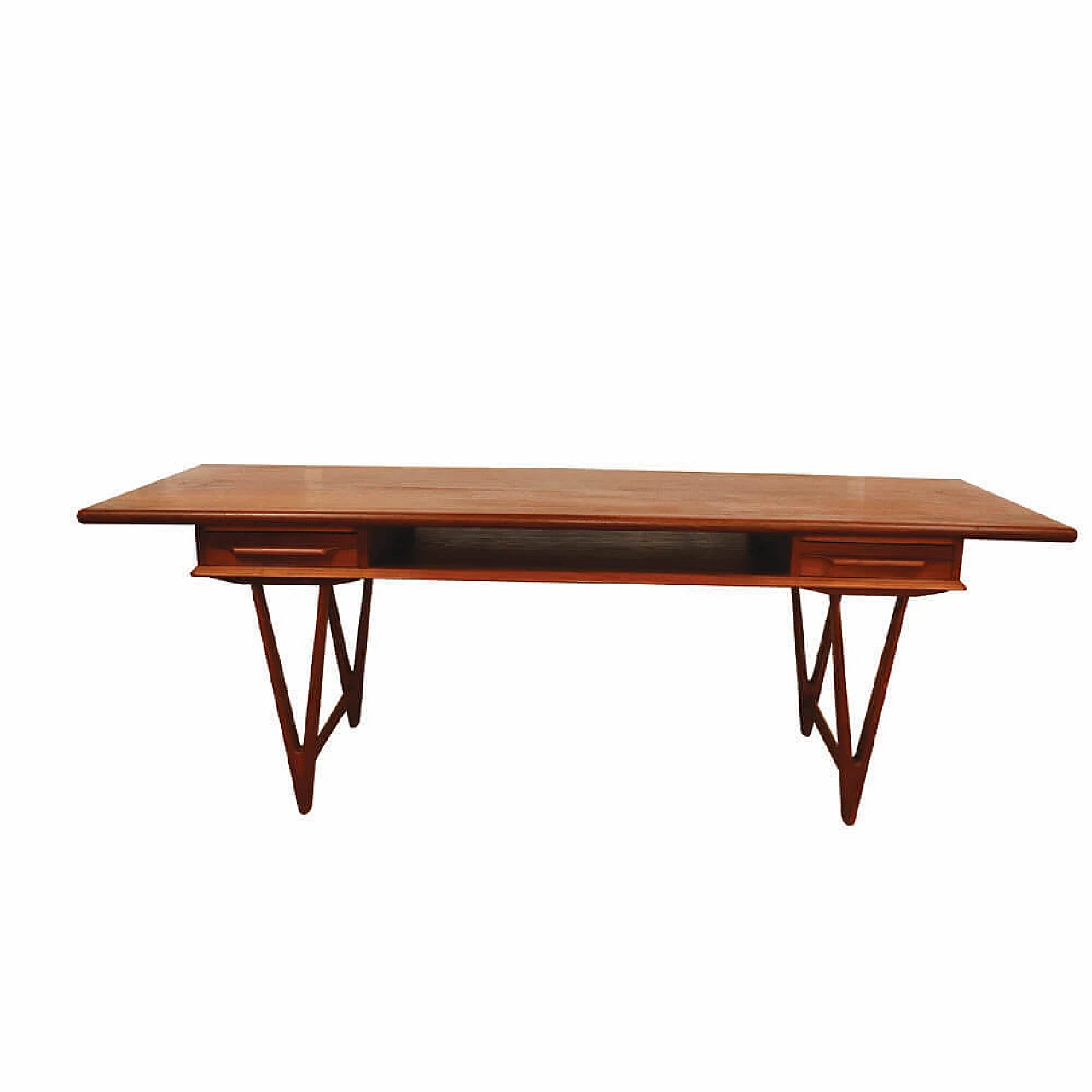 Teak coffee table 32 with V-shaped legs by E.W.Bach for Møbelfabrikken Toften, 1960s 7