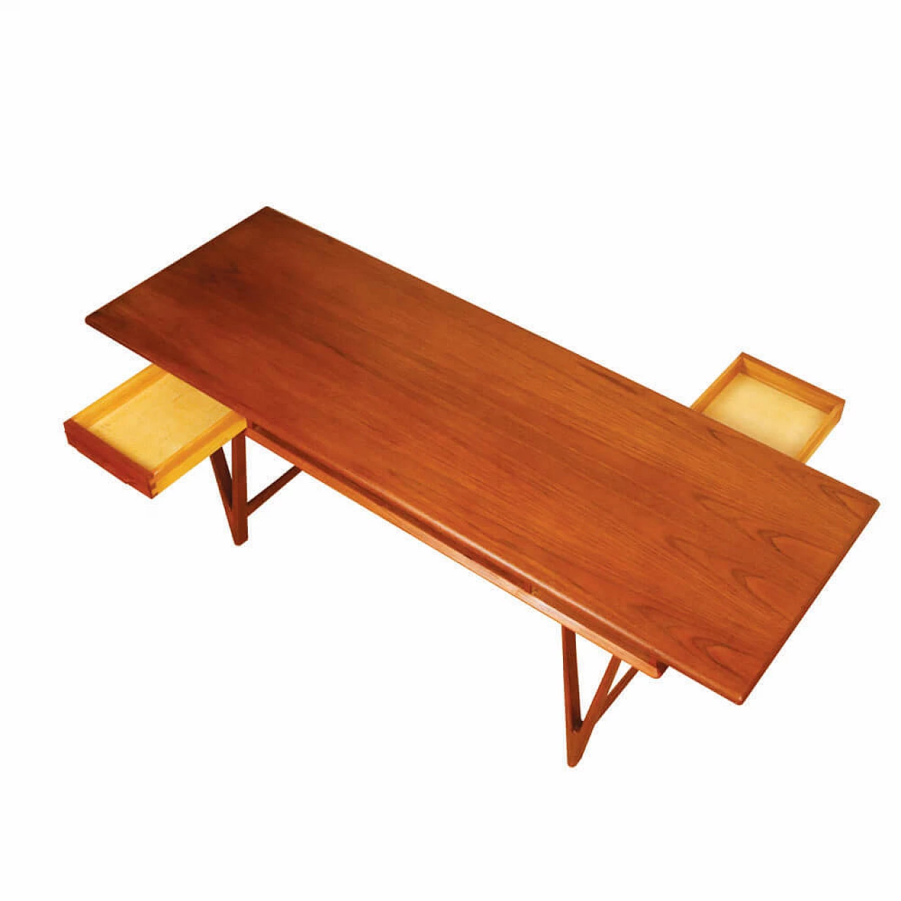 Teak coffee table 32 with V-shaped legs by E.W.Bach for Møbelfabrikken Toften, 1960s 11