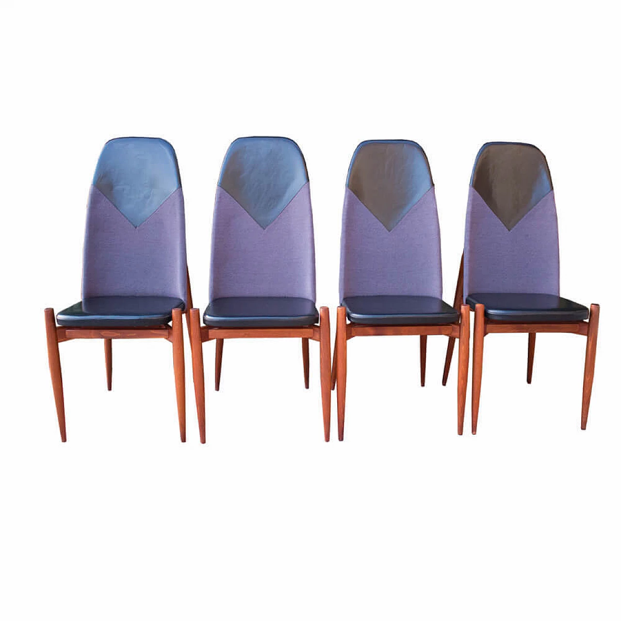 4 Chairs in wood, faux leather and fabric by Miroslav Navratil, 1960s 2