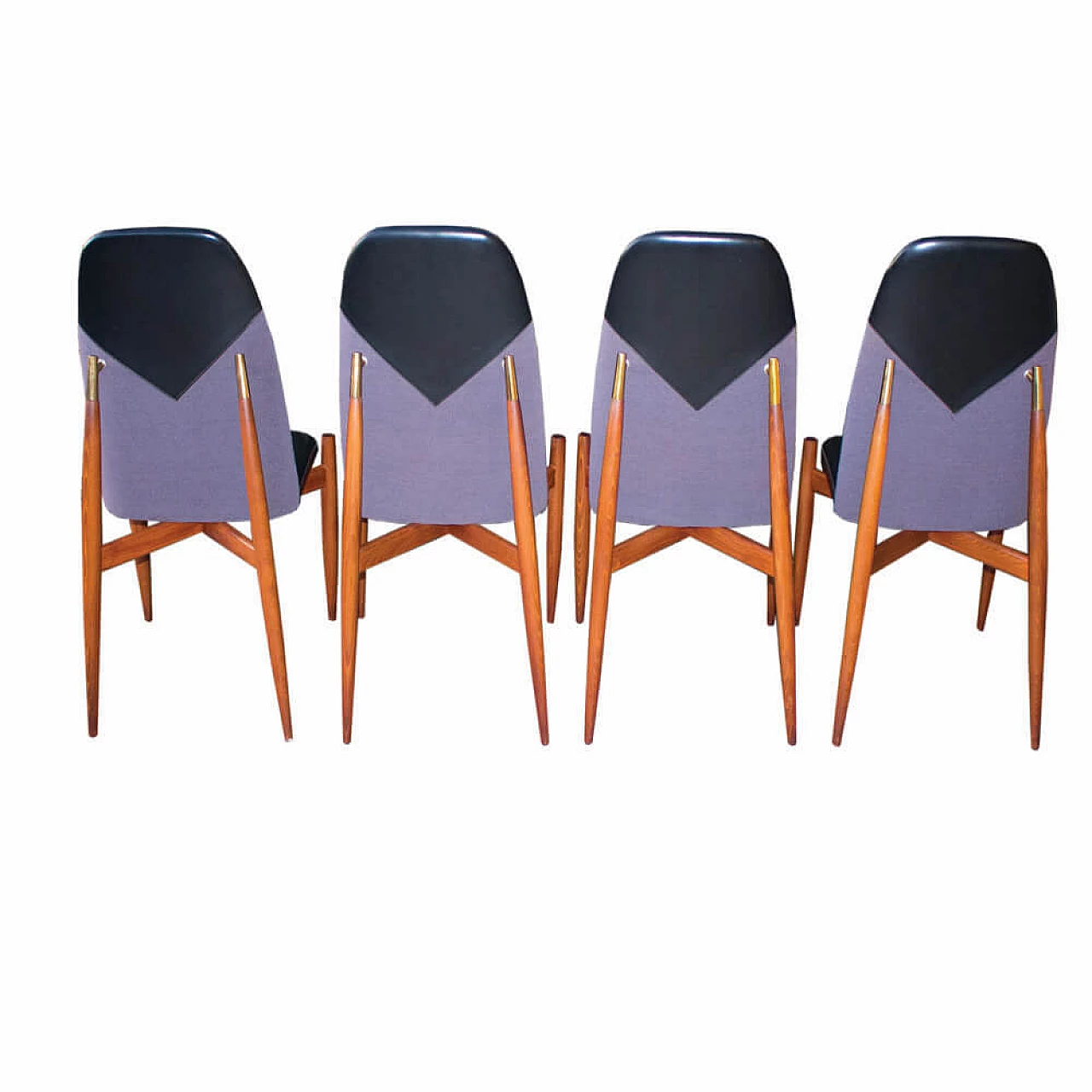 4 Chairs in wood, faux leather and fabric by Miroslav Navratil, 1960s 3