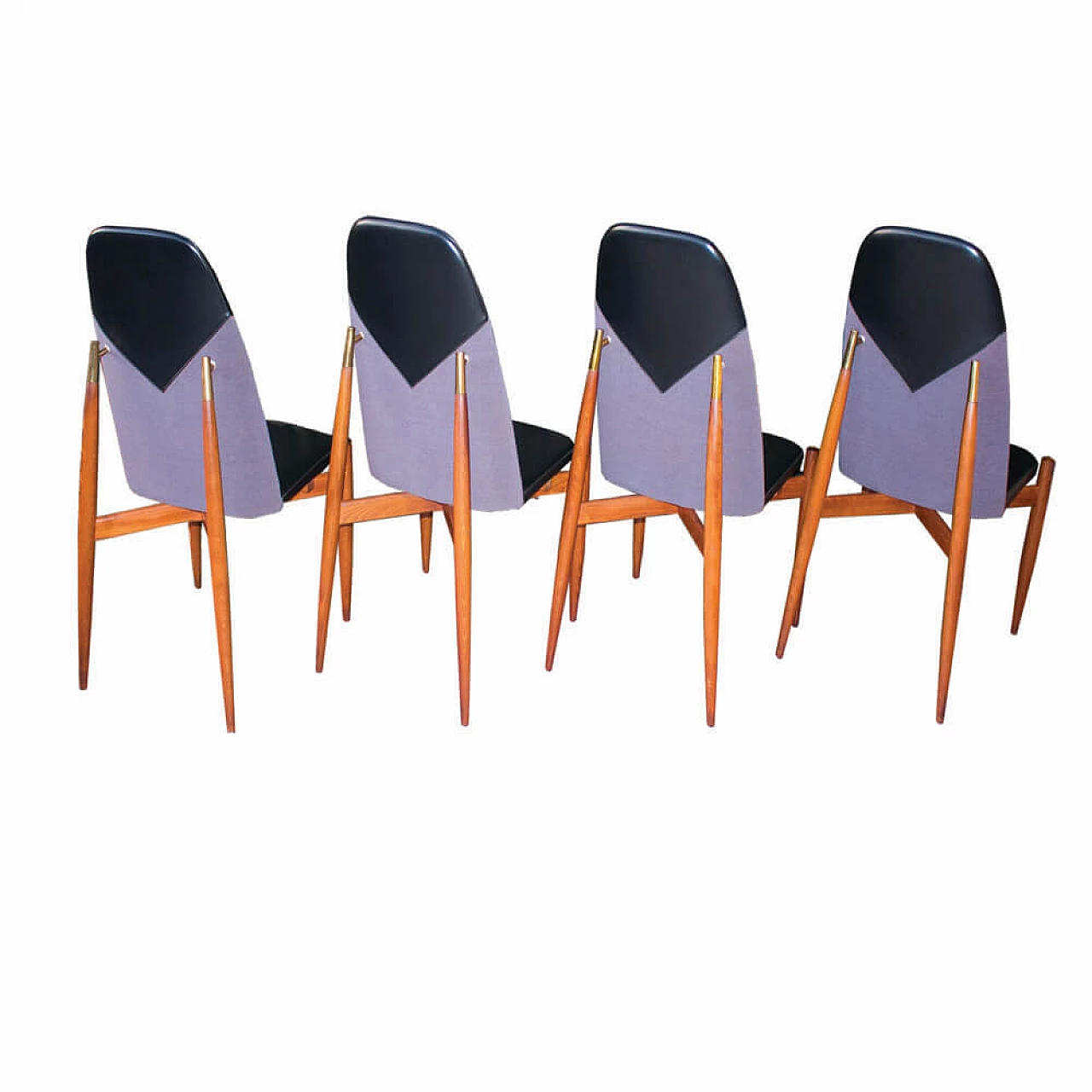 4 Chairs in wood, faux leather and fabric by Miroslav Navratil, 1960s 4