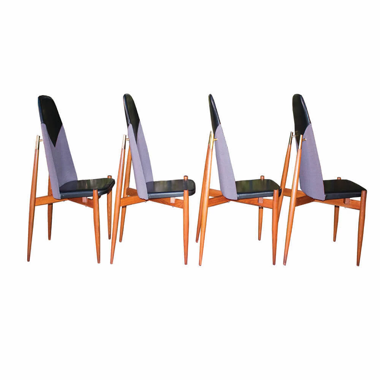 4 Chairs in wood, faux leather and fabric by Miroslav Navratil, 1960s 5