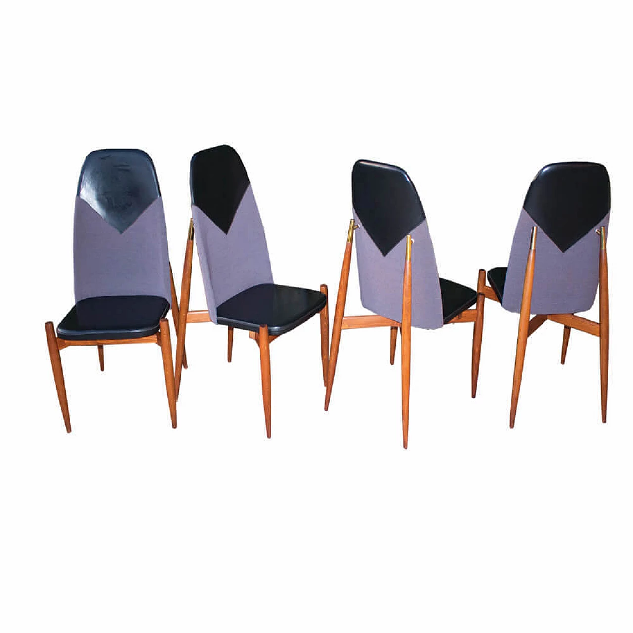 4 Chairs in wood, faux leather and fabric by Miroslav Navratil, 1960s 6