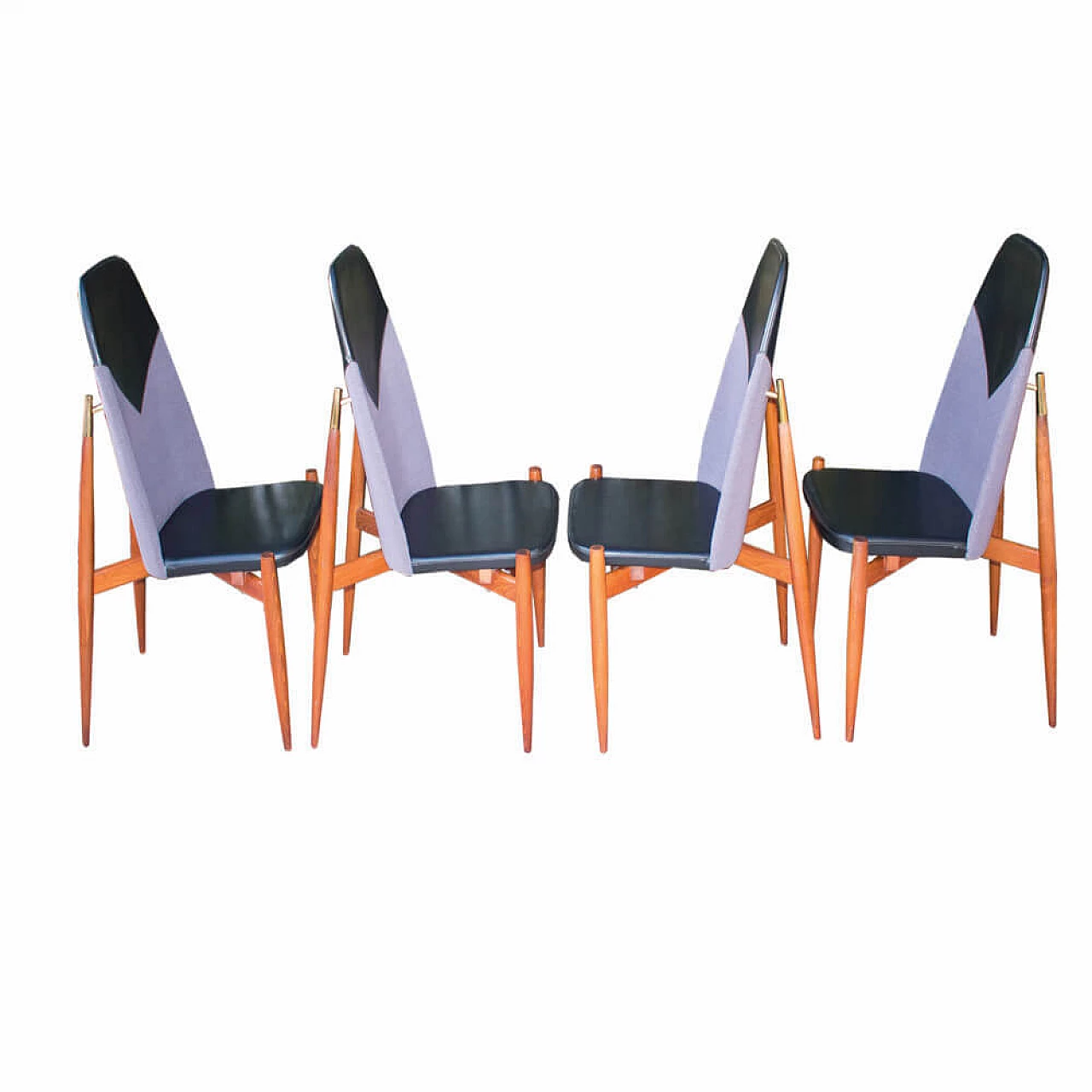 4 Chairs in wood, faux leather and fabric by Miroslav Navratil, 1960s 7