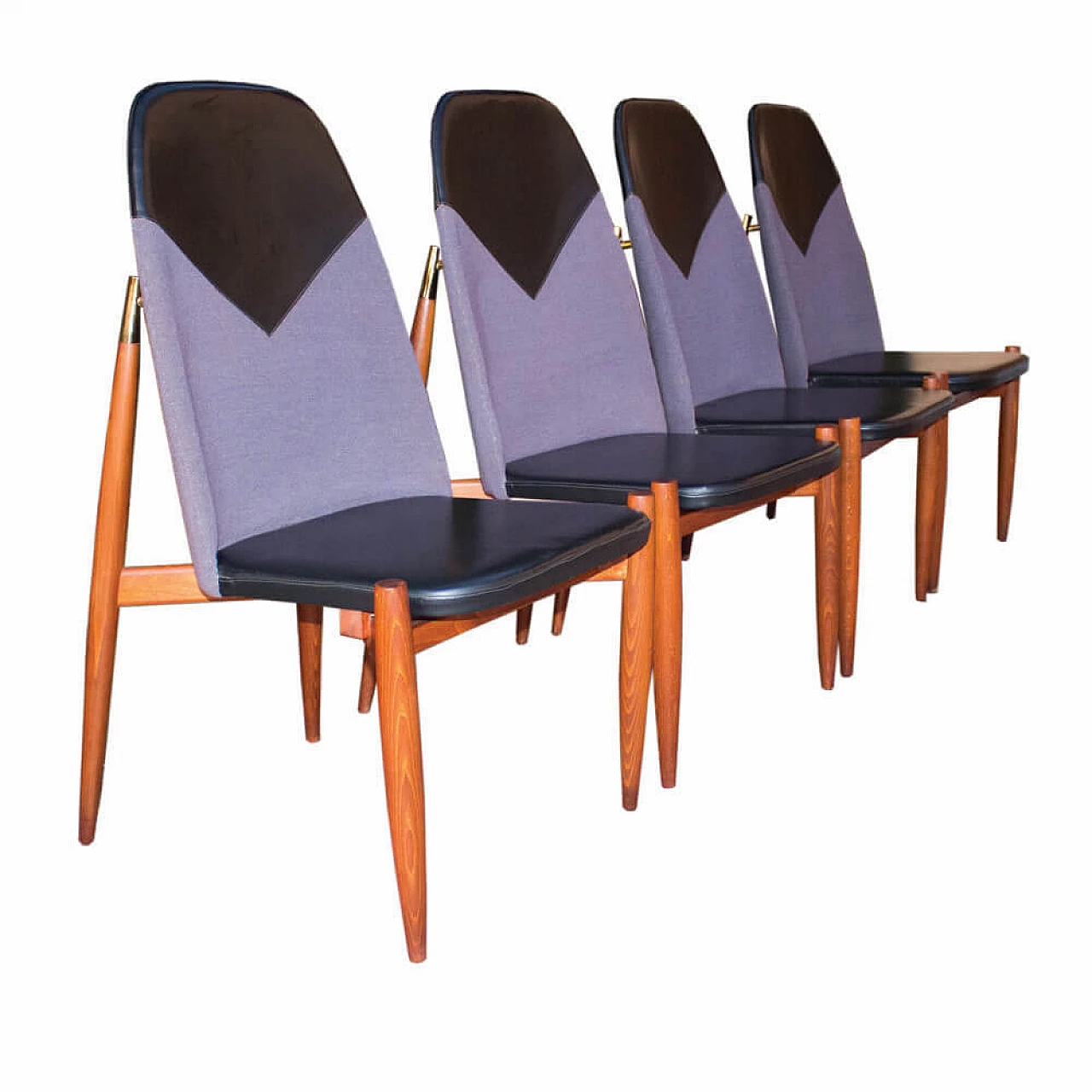 4 Chairs in wood, faux leather and fabric by Miroslav Navratil, 1960s 14