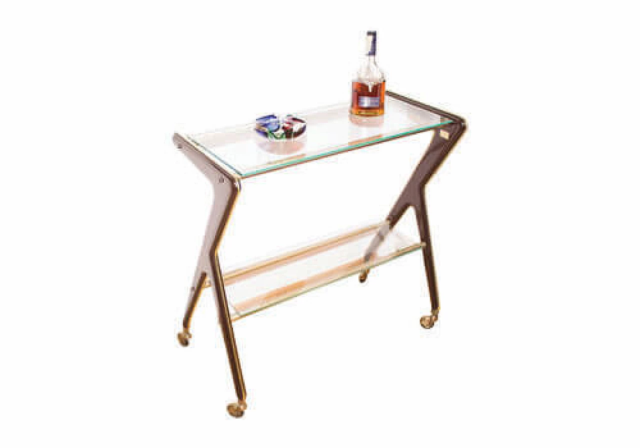 Metal, plastic and glass bar cart by RAMA Torino, 1950s 1