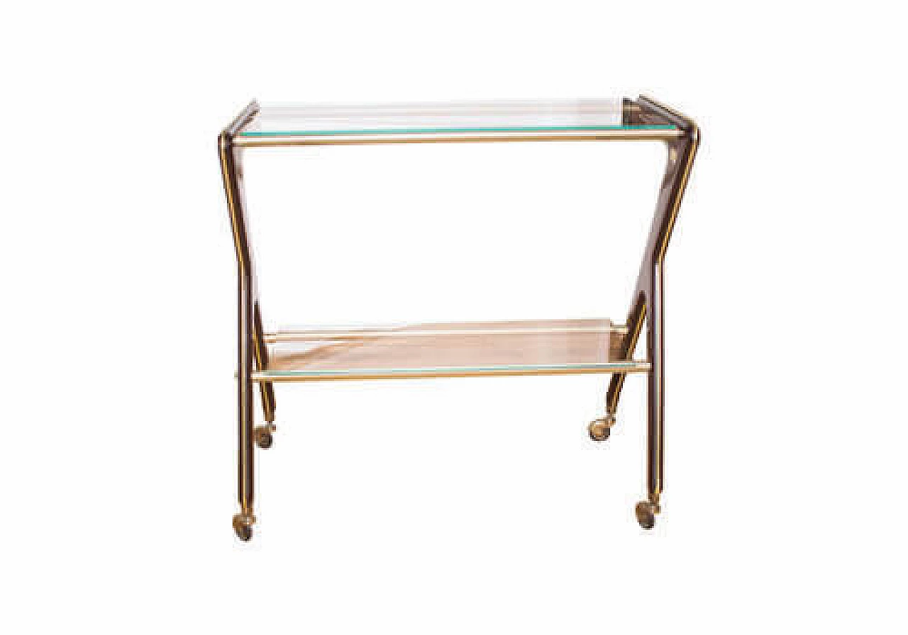 Metal, plastic and glass bar cart by RAMA Torino, 1950s 4