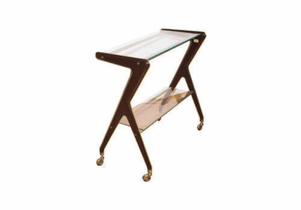 Metal, plastic and glass bar cart by RAMA Torino, 1950s 7