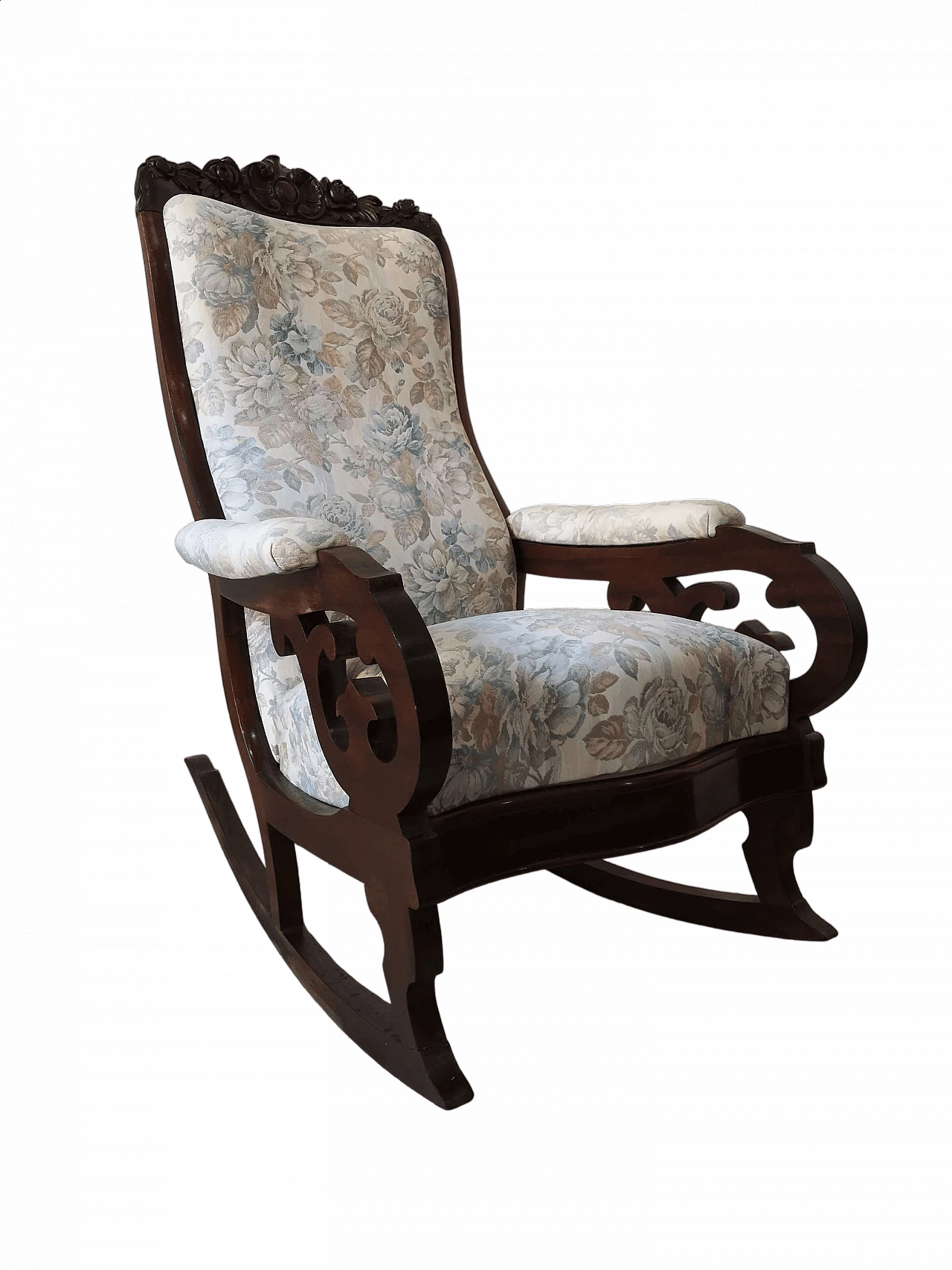 Louis Philippe walnut rocking armchair, 19th century 19