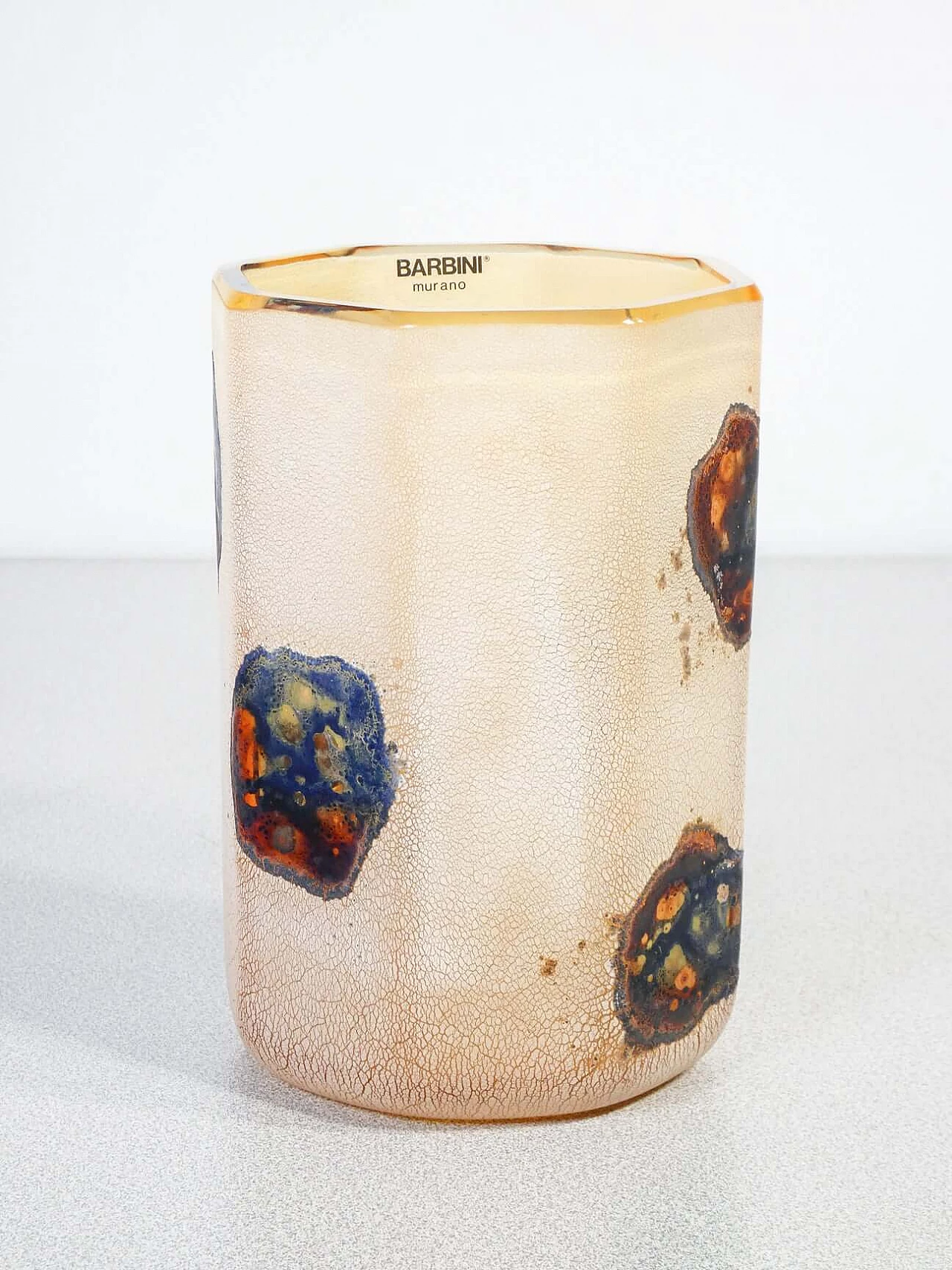 Vaso Scavo in vetro sonoro soffiato di Alfredo Barbini, anni '70 3