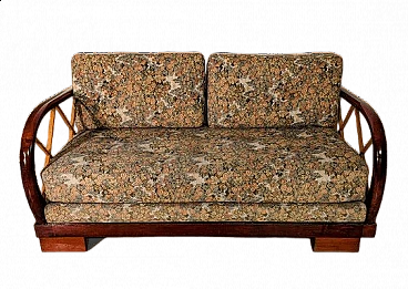 Wood and fabric extendable sofa in the style of Paolo Buffa, 1940s