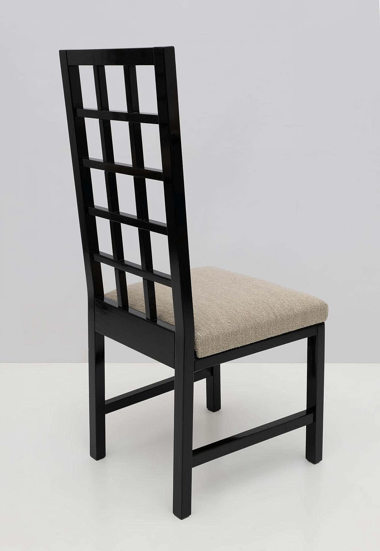 4 Mackintosh-style black lacquered high-backed chairs, 1979 9