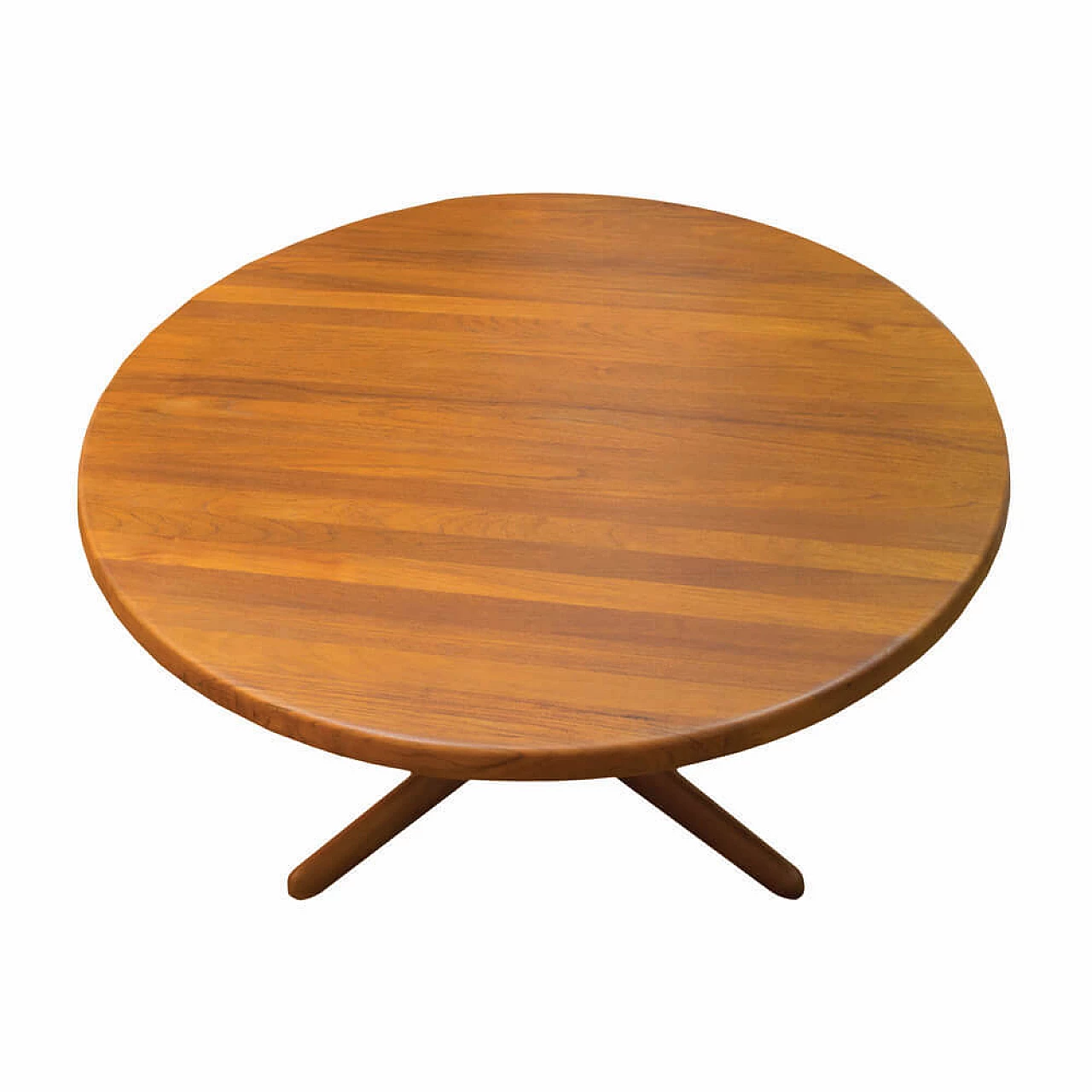 Danish round solid teak coffee table, 1970s 1