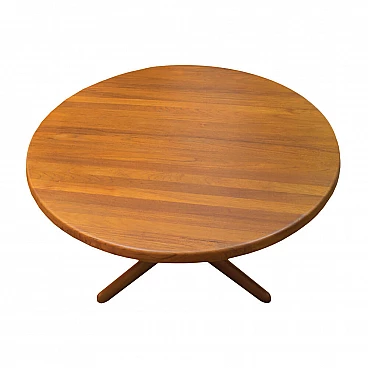 Danish round solid teak coffee table, 1970s