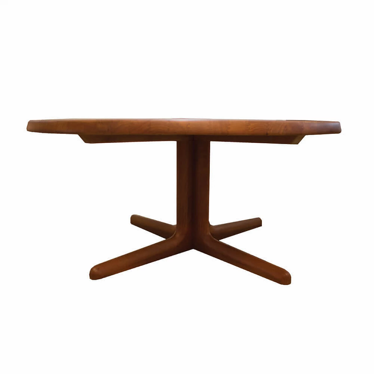 Danish round solid teak coffee table, 1970s 4