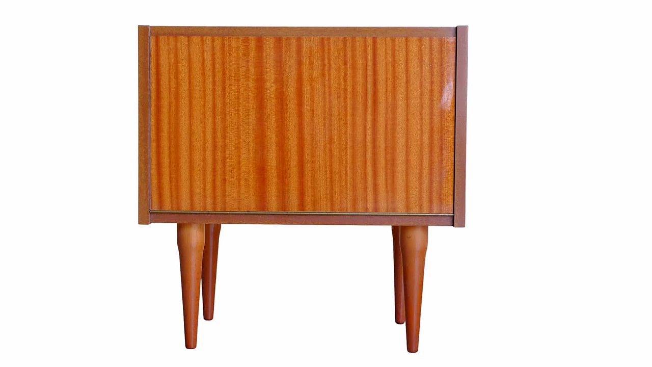 Pair of teak bedside tables with flap door, 1950s 3