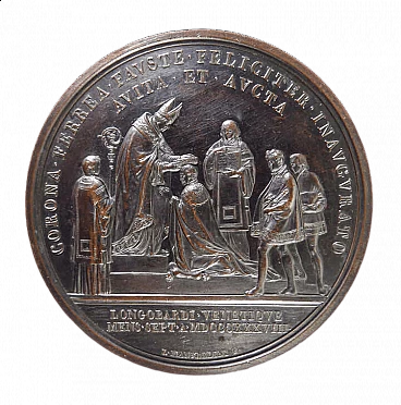 Medaglia in bronzo di L. Manfredini in memoria dell'incoronazione di Ferdinando I d'Austria, 1838