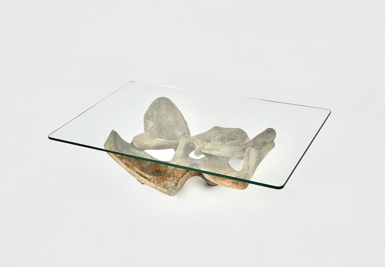 Concrete and glass coffee table by Claudio Trevi, 1970s 3